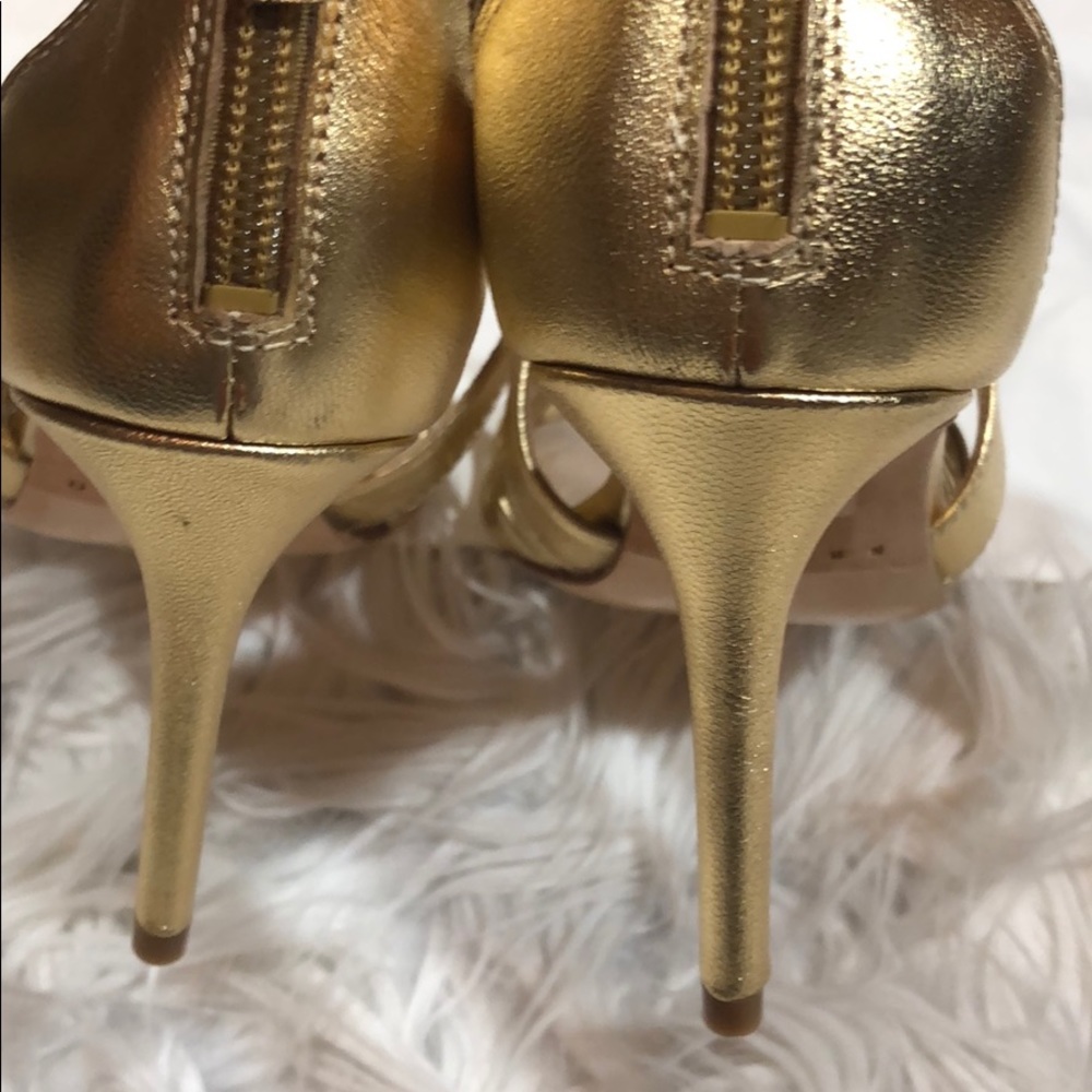 Sandro Elisa Gold Knotted Open Toe Heels - Picture 7 of 9